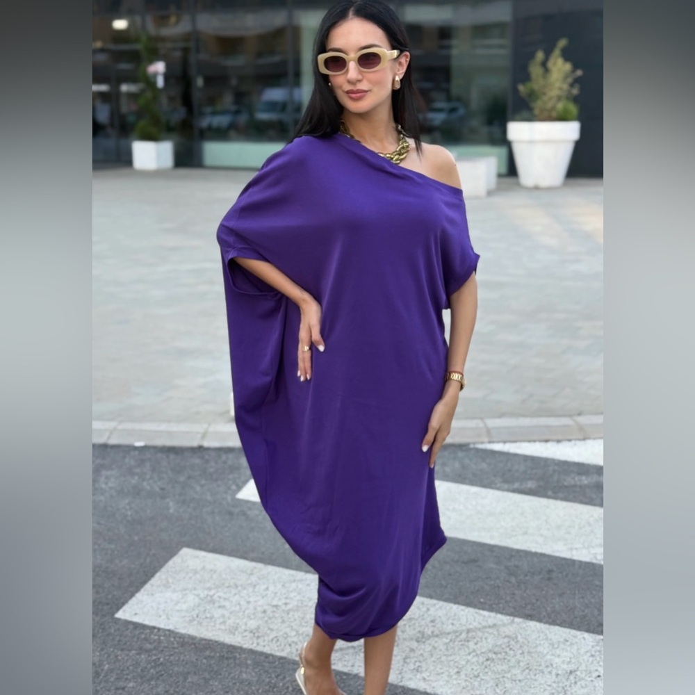 Diane Von Furstenberg One-Shoulder Purple Dress